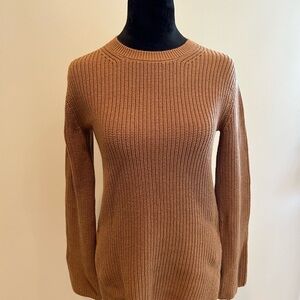 Classic Ribbed Crewneck Sweater in Camel